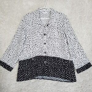 Habitat Womens Dot Print Button Up Shirt Size Small Artsy Lagenlook‎ Abstract
